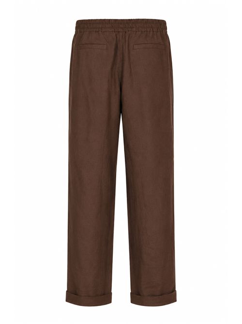 Pantalone in tela di lino Cioccolato Alpha Studio | AU-5372Q1009